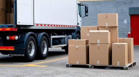 Stack of moving boxes